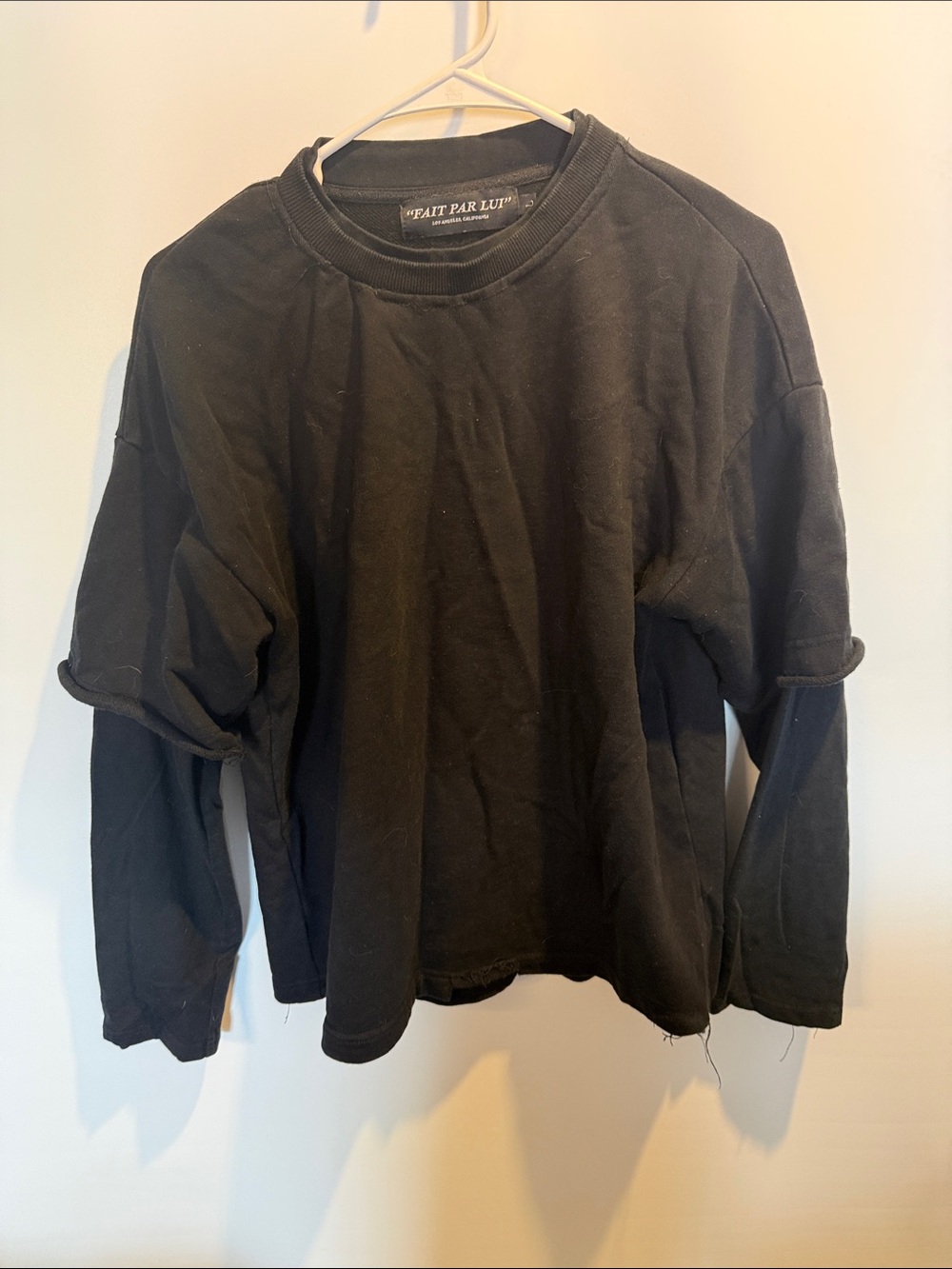 Fait Par Lui Black Crewneck Sweatshirt Size: M